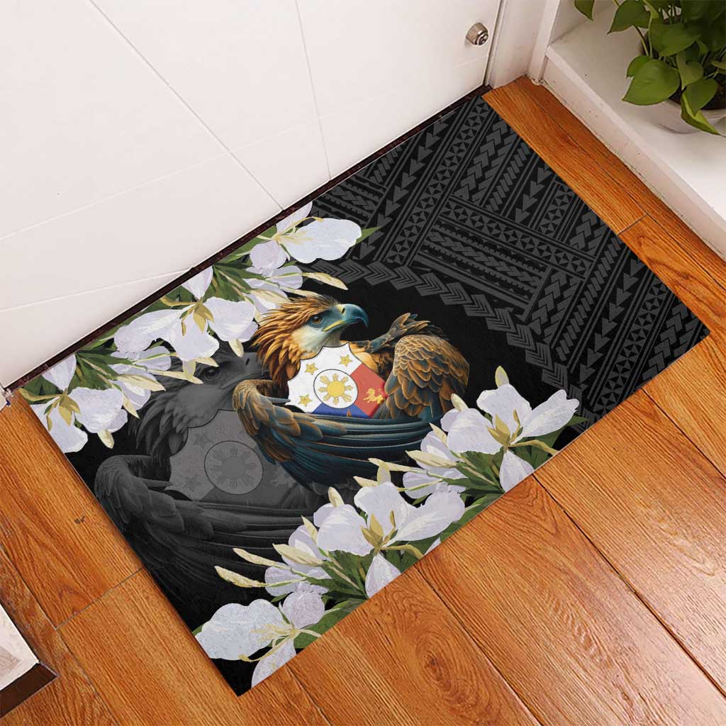 Philippines Eagle with Coat Of Arm Rubber Doormat Simple Sampaguita Jasmine - Wonder Print Shop