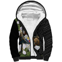Philippines Eagle with Coat Of Arm Sherpa Hoodie Simple Sampaguita Jasmine - Wonder Print Shop