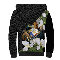 Philippines Eagle with Coat Of Arm Sherpa Hoodie Simple Sampaguita Jasmine - Wonder Print Shop