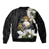Philippines Eagle with Coat Of Arm Sleeve Zip Bomber Jacket Simple Sampaguita Jasmine - Wonder Print Shop