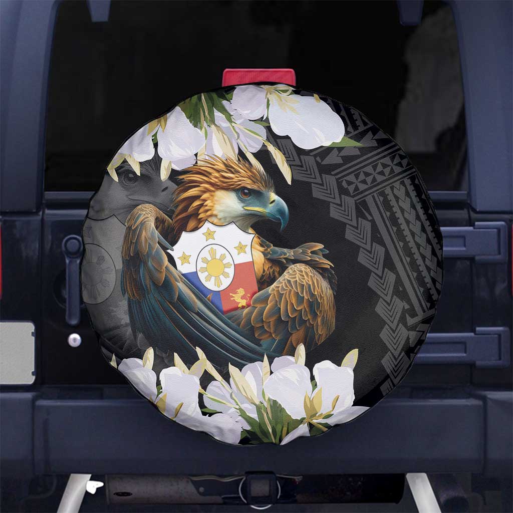 Philippines Eagle with Coat Of Arm Spare Tire Cover Simple Sampaguita Jasmine - Wonder Print Shop