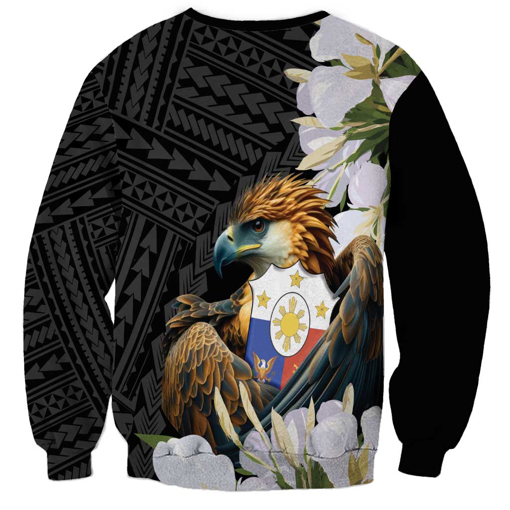 Philippines Eagle with Coat Of Arm Sweatshirt Simple Sampaguita Jasmine - Wonder Print Shop