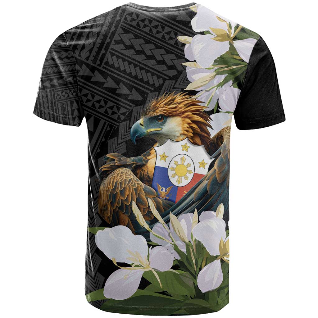 Philippines Eagle with Coat Of Arm T Shirt Simple Sampaguita Jasmine - Wonder Print Shop