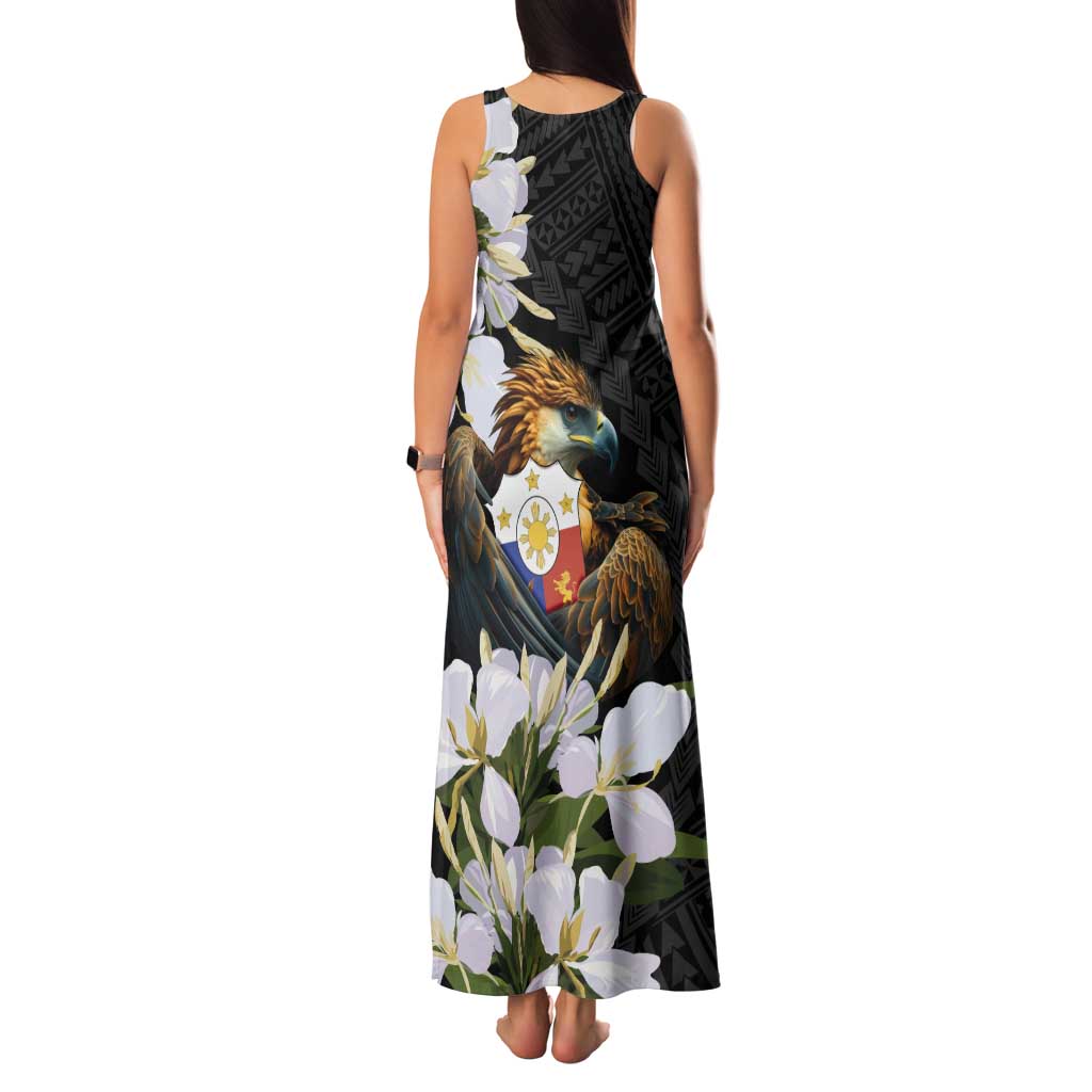 Philippines Eagle with Coat Of Arm Tank Maxi Dress Simple Sampaguita Jasmine - Wonder Print Shop