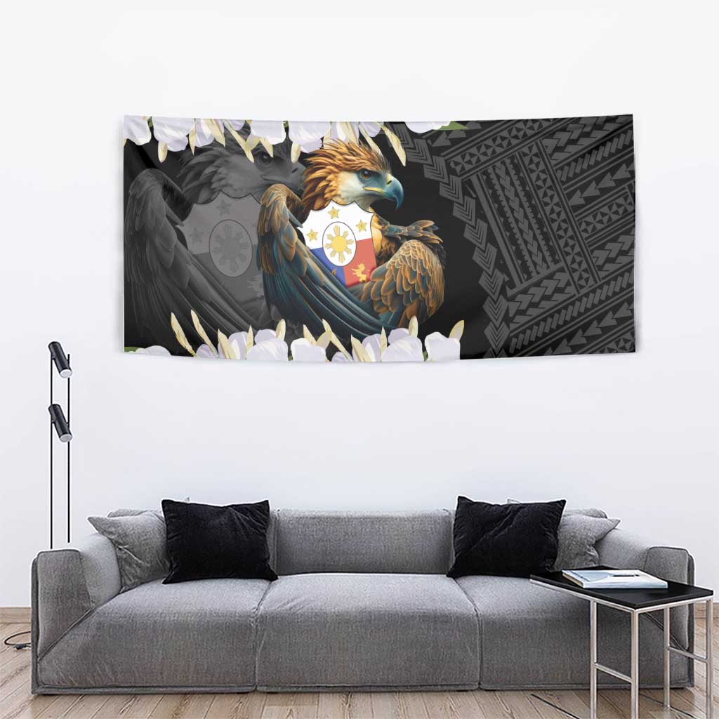 Philippines Eagle with Coat Of Arm Tapestry Simple Sampaguita Jasmine - Wonder Print Shop