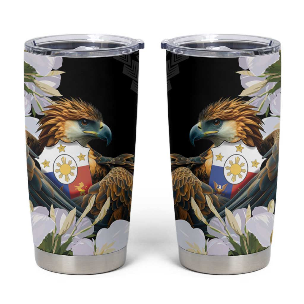 Philippines Eagle with Coat Of Arm Tumbler Cup Simple Sampaguita Jasmine - Wonder Print Shop