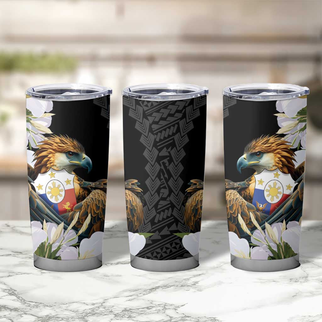 Philippines Eagle with Coat Of Arm Tumbler Cup Simple Sampaguita Jasmine - Wonder Print Shop