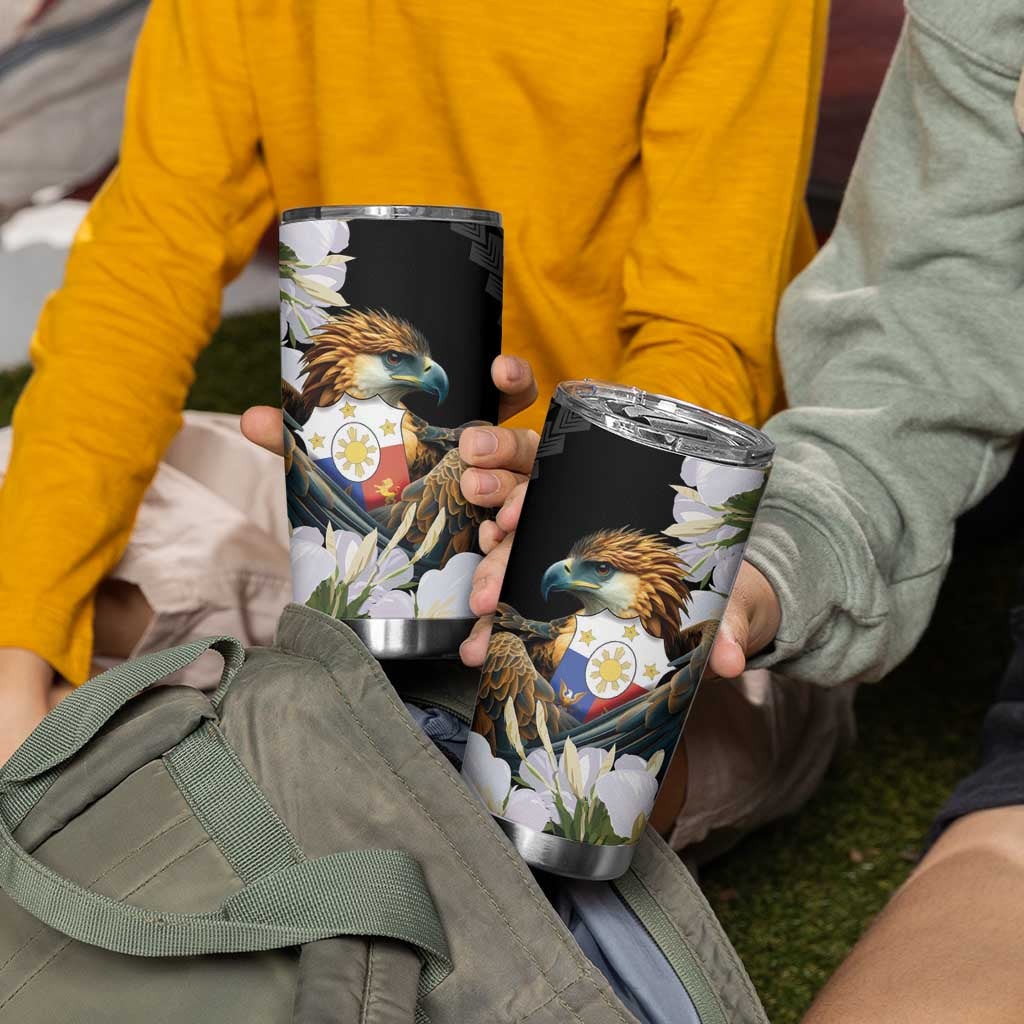 Philippines Eagle with Coat Of Arm Tumbler Cup Simple Sampaguita Jasmine - Wonder Print Shop
