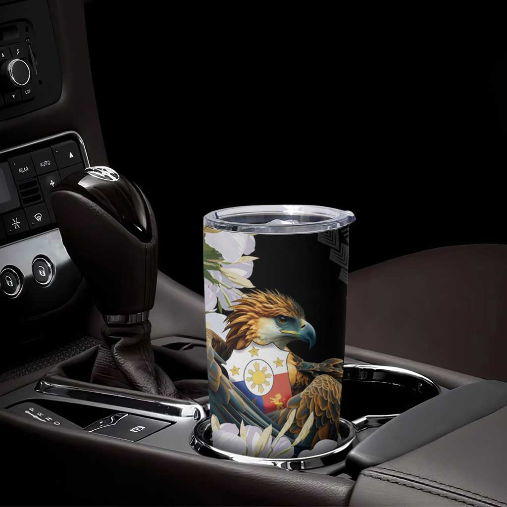 Philippines Eagle with Coat Of Arm Tumbler Cup Simple Sampaguita Jasmine - Wonder Print Shop