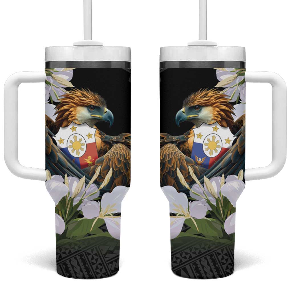 Philippines Eagle with Coat Of Arm Tumbler With Handle Simple Sampaguita Jasmine - Wonder Print Shop