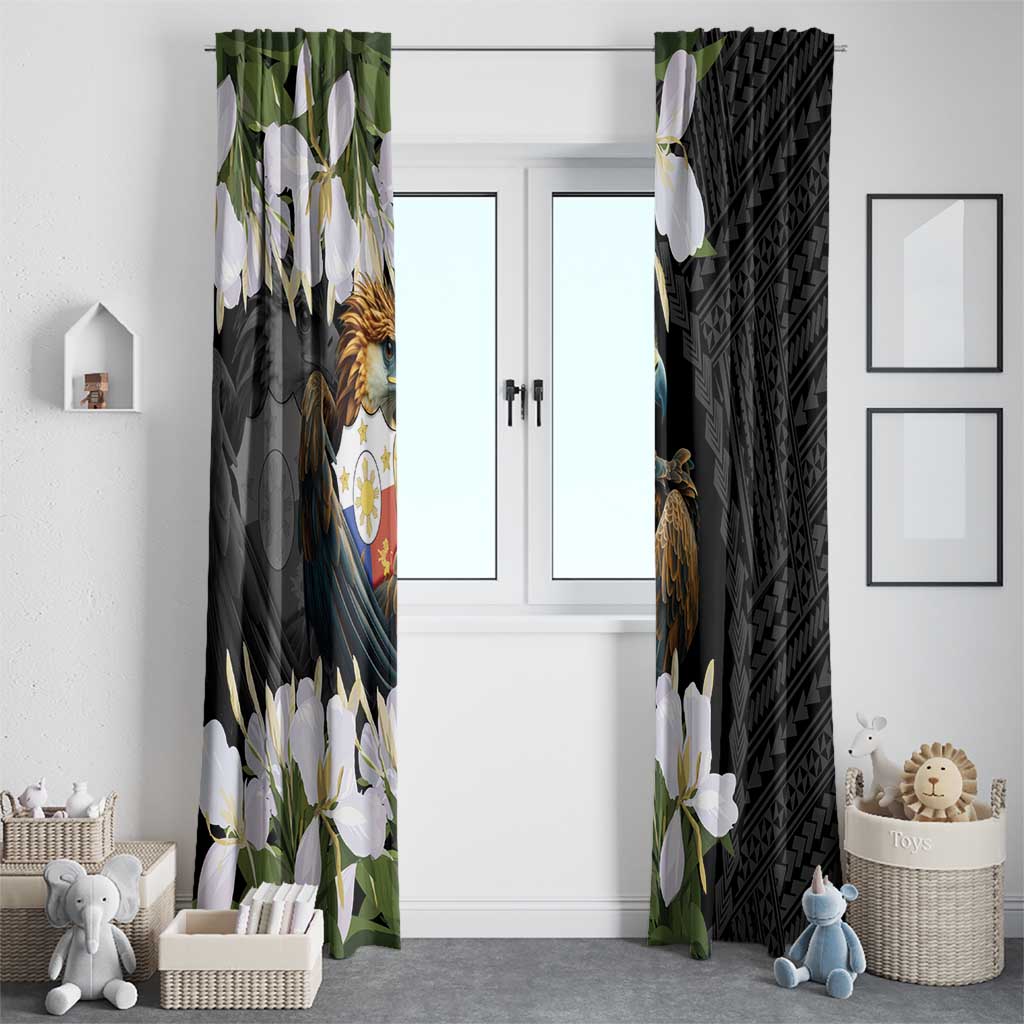 Philippines Eagle with Coat Of Arm Window Curtain Simple Sampaguita Jasmine - Wonder Print Shop