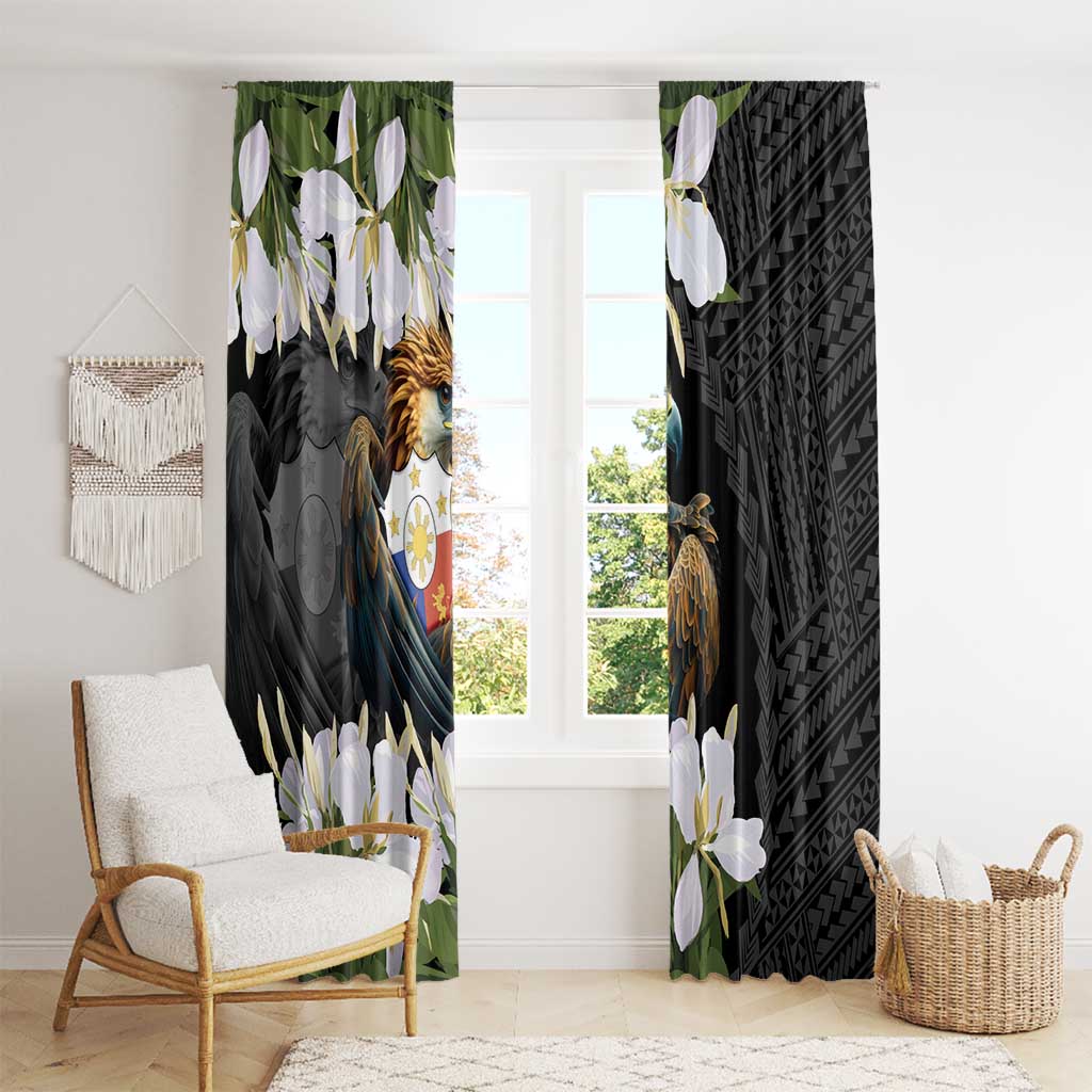 Philippines Eagle with Coat Of Arm Window Curtain Simple Sampaguita Jasmine - Wonder Print Shop