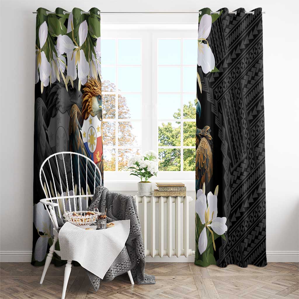 Philippines Eagle with Coat Of Arm Window Curtain Simple Sampaguita Jasmine - Wonder Print Shop