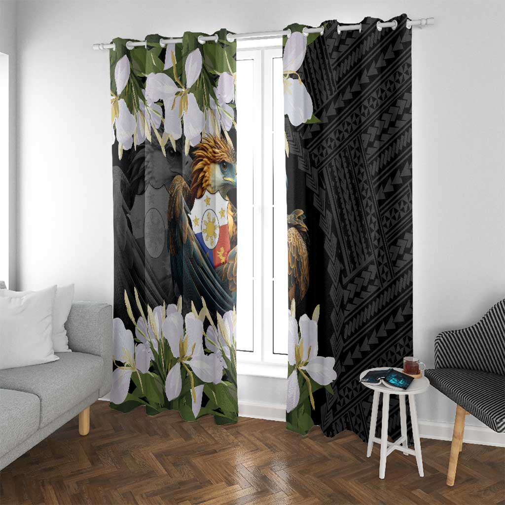 Philippines Eagle with Coat Of Arm Window Curtain Simple Sampaguita Jasmine - Wonder Print Shop