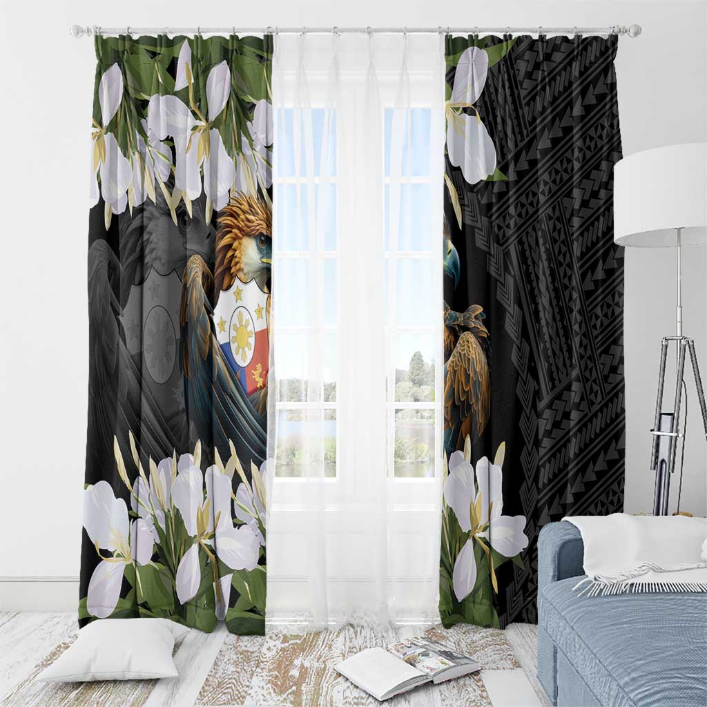 Philippines Eagle with Coat Of Arm Window Curtain Simple Sampaguita Jasmine - Wonder Print Shop