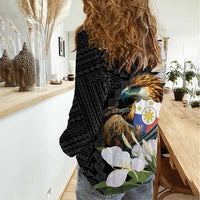 Philippines Eagle with Coat Of Arm Women Casual Shirt Simple Sampaguita Jasmine - Wonder Print Shop