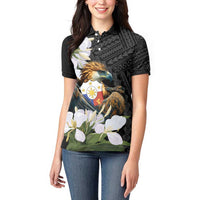 Philippines Eagle with Coat Of Arm Women Polo Shirt Simple Sampaguita Jasmine - Wonder Print Shop