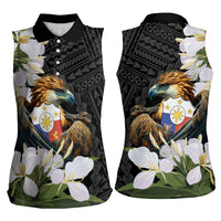 Philippines Eagle with Coat Of Arm Women Sleeveless Polo Shirt Simple Sampaguita Jasmine - Wonder Print Shop