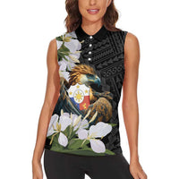 Philippines Eagle with Coat Of Arm Women Sleeveless Polo Shirt Simple Sampaguita Jasmine - Wonder Print Shop