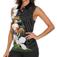 Philippines Eagle with Coat Of Arm Women Sleeveless Polo Shirt Simple Sampaguita Jasmine - Wonder Print Shop