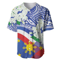 Philippines Flag Baseball Jersey Sampaguita Jasmine with Polynesian Tribal LT9 - Wonder Print Shop