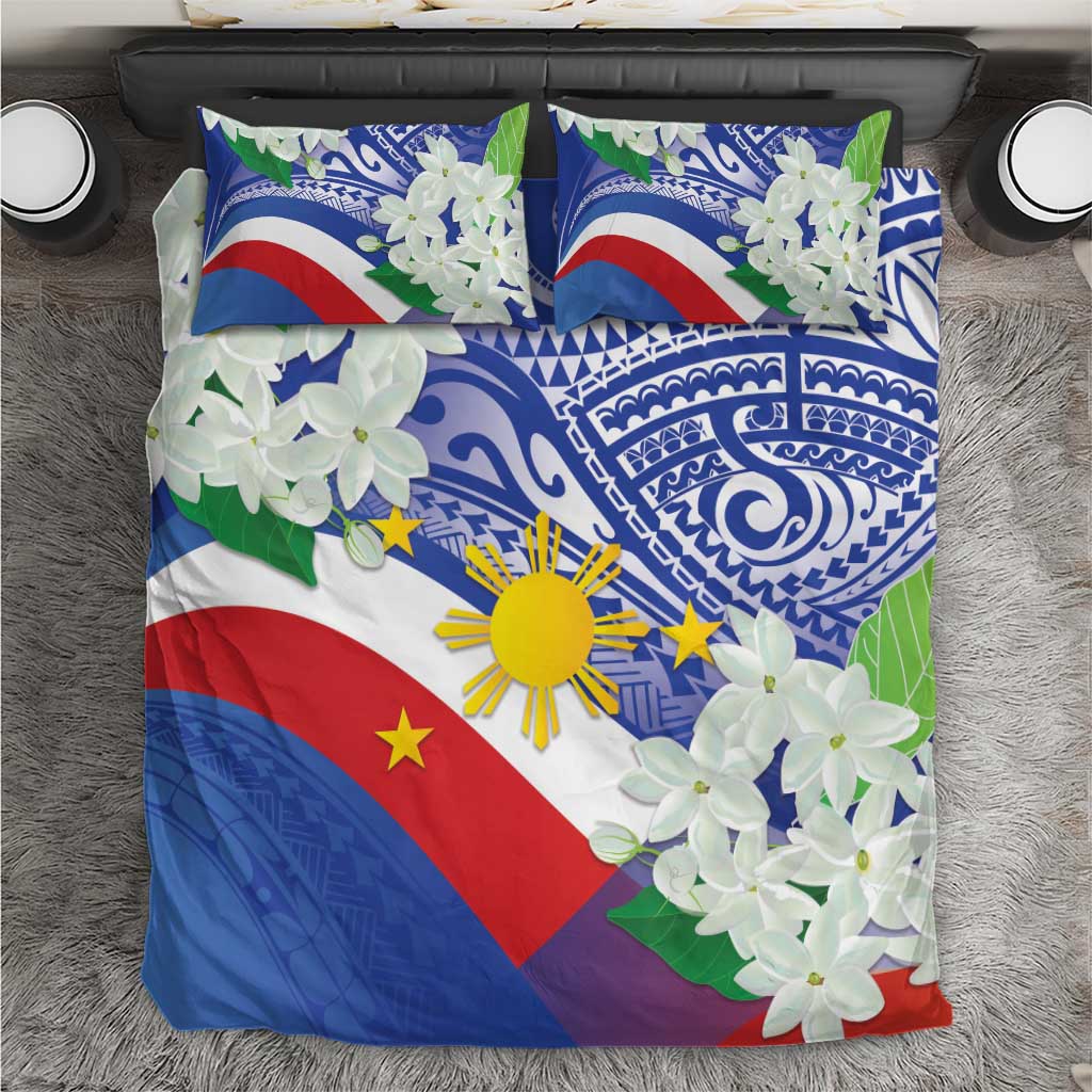 Philippines Flag Bedding Set Sampaguita Jasmine with Polynesian Tribal LT9 - Wonder Print Shop