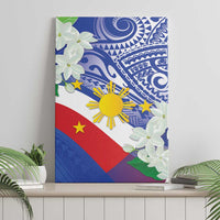 Philippines Flag Canvas Wall Art Sampaguita Jasmine with Polynesian Tribal LT9 - Wonder Print Shop