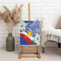 Philippines Flag Canvas Wall Art Sampaguita Jasmine with Polynesian Tribal LT9 - Wonder Print Shop