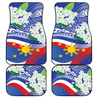 Philippines Flag Car Mats Sampaguita Jasmine with Polynesian Tribal LT9 - Wonder Print Shop