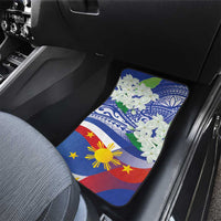 Philippines Flag Car Mats Sampaguita Jasmine with Polynesian Tribal LT9 - Wonder Print Shop