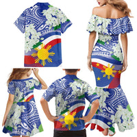 Philippines Flag Family Matching Mermaid Dress and Hawaiian Shirt Sampaguita Jasmine with Polynesian Tribal LT9 - Wonder Print Shop