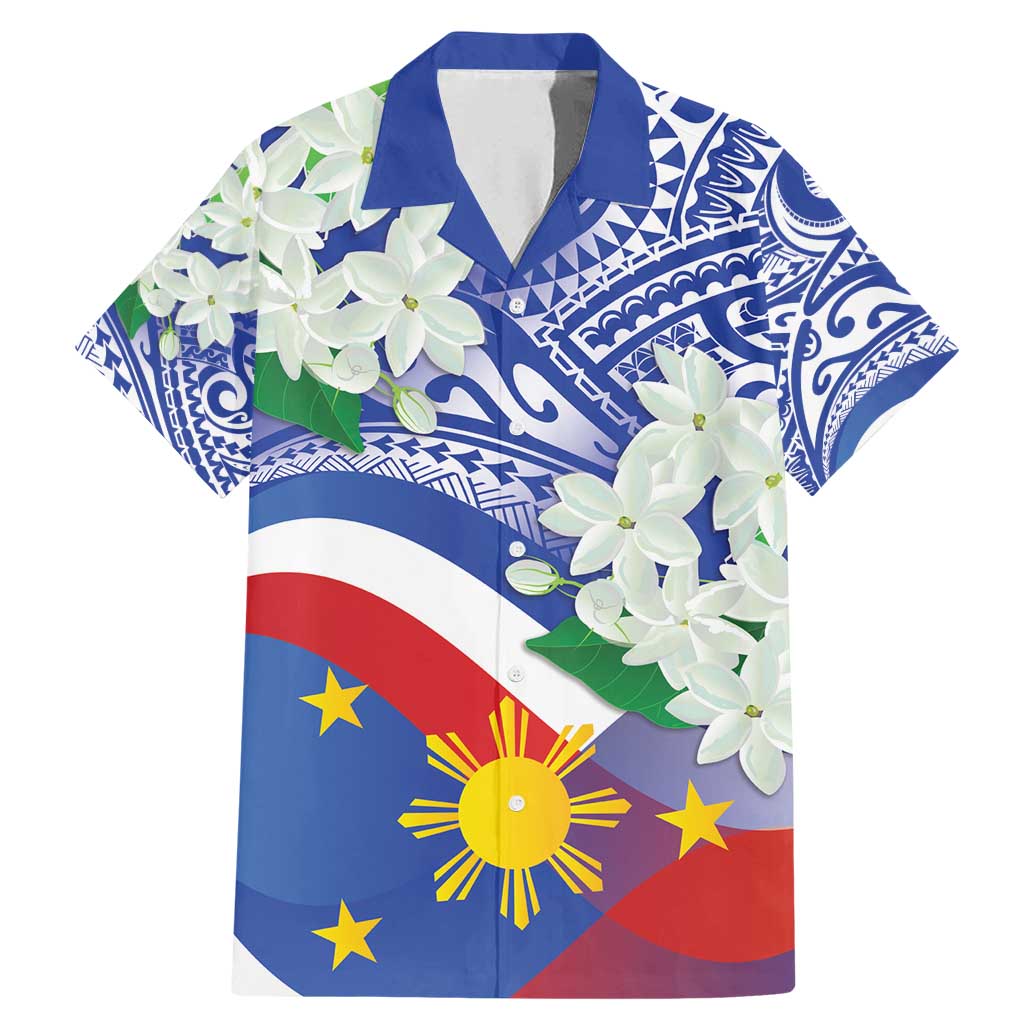 Philippines Flag Family Matching Mermaid Dress and Hawaiian Shirt Sampaguita Jasmine with Polynesian Tribal LT9 - Wonder Print Shop