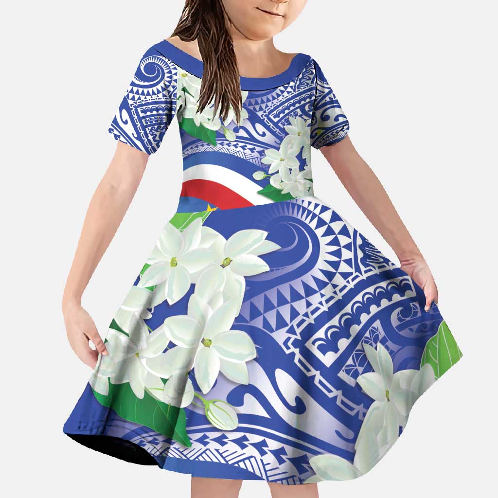 Philippines Flag Family Matching Off Shoulder Maxi Dress and Hawaiian Shirt Sampaguita Jasmine with Polynesian Tribal LT9 - Wonder Print Shop