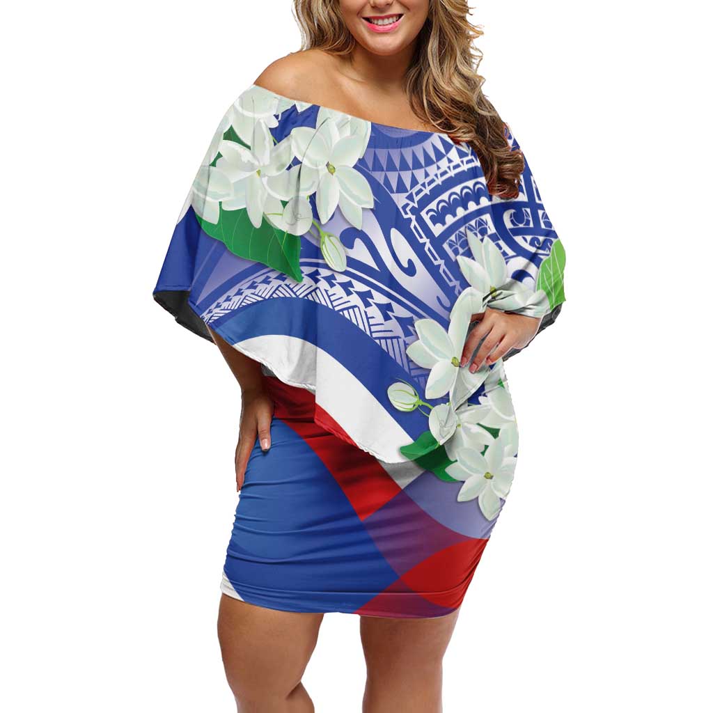 Philippines Flag Family Matching Off Shoulder Short Dress and Hawaiian Shirt Sampaguita Jasmine with Polynesian Tribal LT9 - Wonder Print Shop