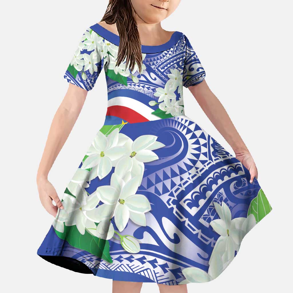 Philippines Flag Family Matching Short Sleeve Bodycon Dress and Hawaiian Shirt Sampaguita Jasmine with Polynesian Tribal - Wonder Print Shop