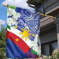 Philippines Flag Garden Flag Sampaguita Jasmine with Polynesian Tribal - Wonder Print Shop