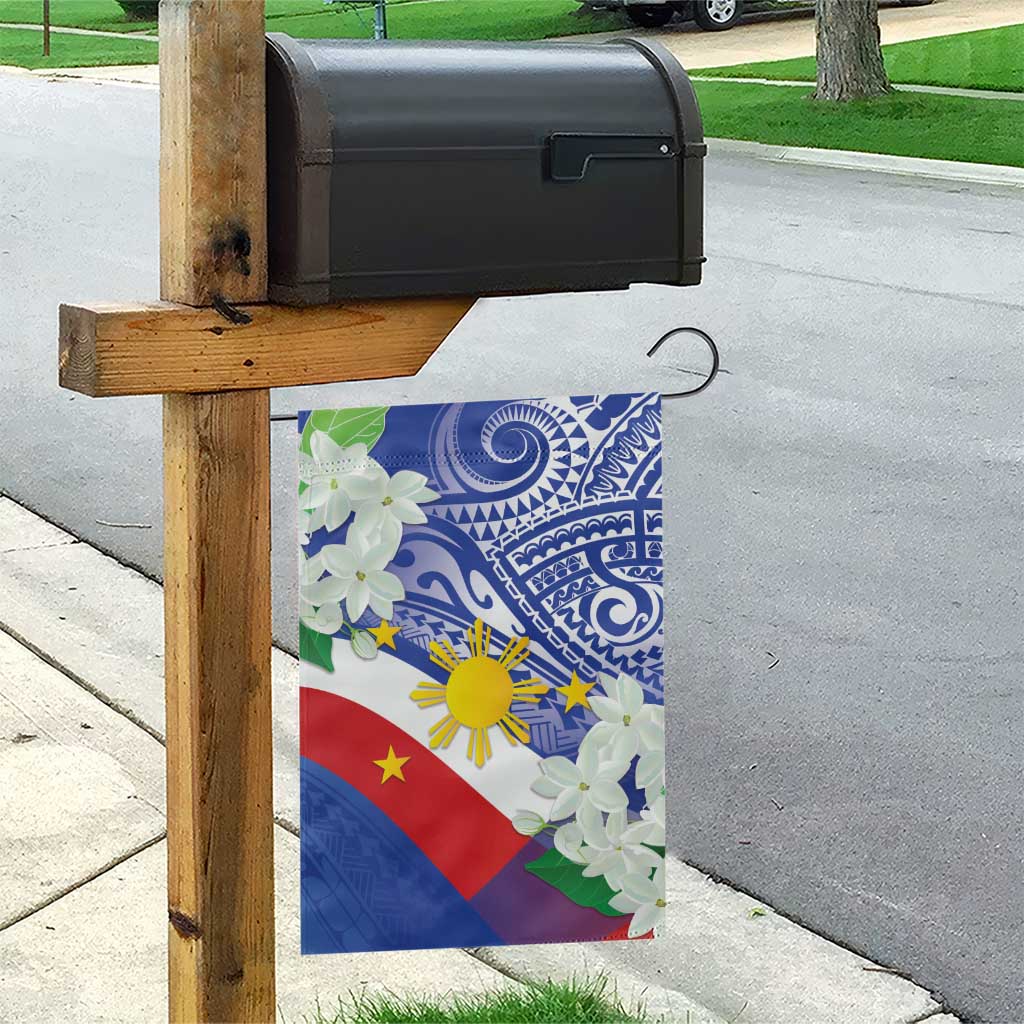 Philippines Flag Garden Flag Sampaguita Jasmine with Polynesian Tribal - Wonder Print Shop