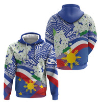 Philippines Flag Hoodie Sampaguita Jasmine with Polynesian Tribal - Wonder Print Shop