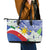 Philippines Flag Leather Tote Bag Sampaguita Jasmine with Polynesian Tribal - Wonder Print Shop