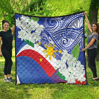 Philippines Flag Quilt Sampaguita Jasmine with Polynesian Tribal - Wonder Print Shop