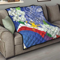Philippines Flag Quilt Sampaguita Jasmine with Polynesian Tribal - Wonder Print Shop