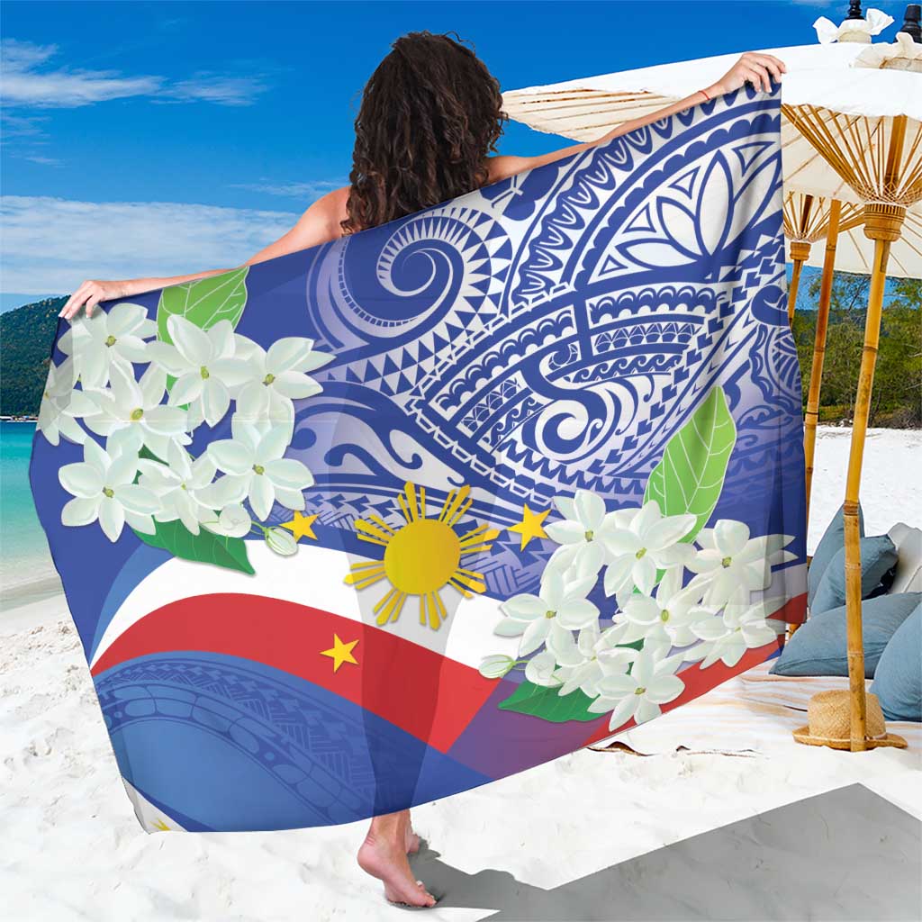 Philippines Flag Sarong Sampaguita Jasmine with Polynesian Tribal - Wonder Print Shop