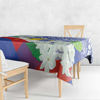 Philippines Flag Tablecloth Sampaguita Jasmine with Polynesian Tribal - Wonder Print Shop