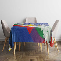 Philippines Flag Tablecloth Sampaguita Jasmine with Polynesian Tribal - Wonder Print Shop