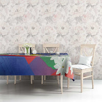 Philippines Flag Tablecloth Sampaguita Jasmine with Polynesian Tribal - Wonder Print Shop