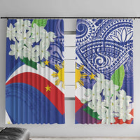 Philippines Flag Window Curtain Sampaguita Jasmine with Polynesian Tribal - Wonder Print Shop