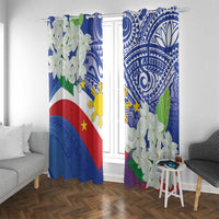 Philippines Flag Window Curtain Sampaguita Jasmine with Polynesian Tribal - Wonder Print Shop