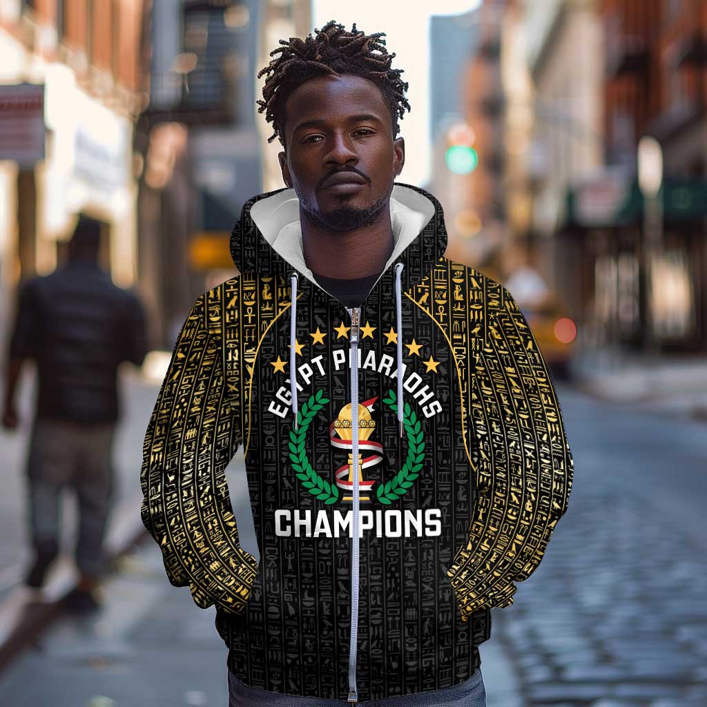 Custom Egypt Pharaohs Zip Hoodie African Football Champions 2025