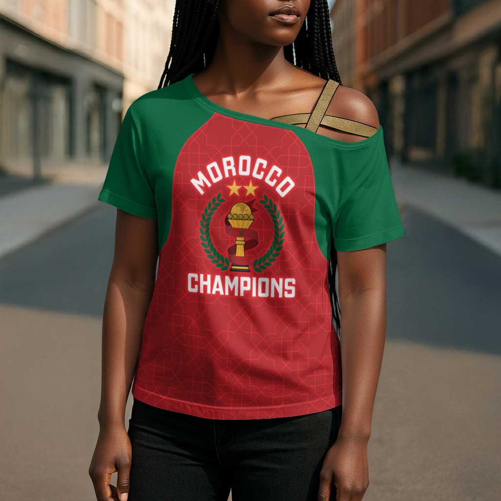 Custom Morocco Atlas Lions Cross Shoulder Shirt African Football Champions 2025