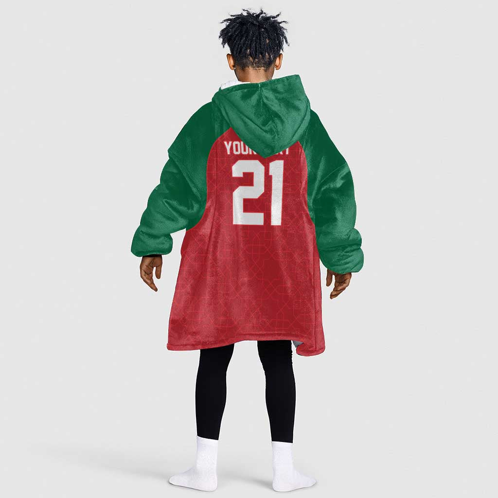 Custom Morocco Atlas Lions Kid Wearable Blanket Hoodie African Football Champions 2025